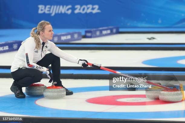 Vicky Wright of Team Great Britain competes during the Women's Gold Medal match between Team Japan and Team Great Britain at National Aquatics Centre...