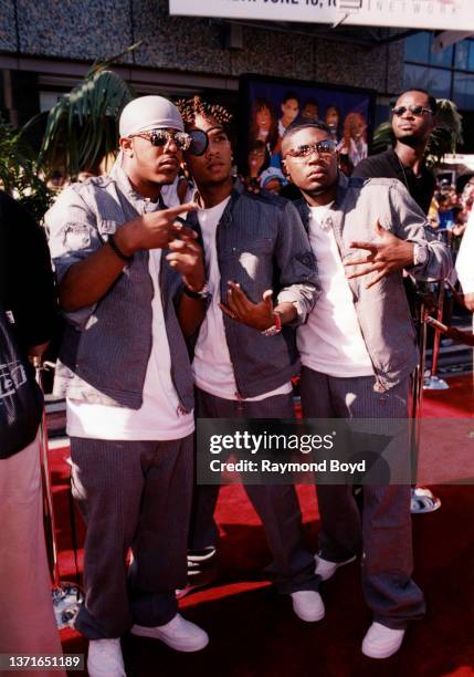 Singers Batman , Romeo and LDB of Immature poses for photos on the red carpet outside the Kodak Theater during the 2nd Annual BET Awards in...