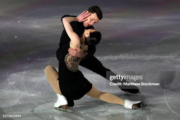 Charlene Guignard and Marco Fabbri of Team Italy skate during the Figure Skating Gala Exhibition on day sixteen of the Beijing 2022 Winter Olympic...