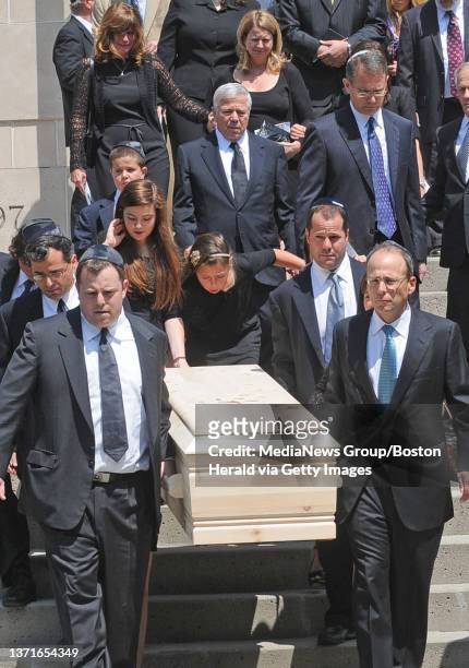 Funeral services for Myra H. Kraft at Temple Emanuel Friday morning July 22, 2011. Brothers David and Jonathan Kraft along with brothers Daniel and...