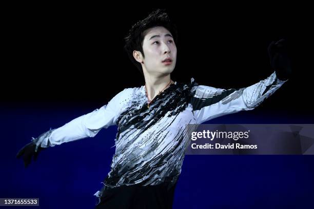 Boyang Jin of Team China skates during the Figure Skating Gala Exhibition on day sixteen of the Beijing 2022 Winter Olympic Games at Capital Indoor...