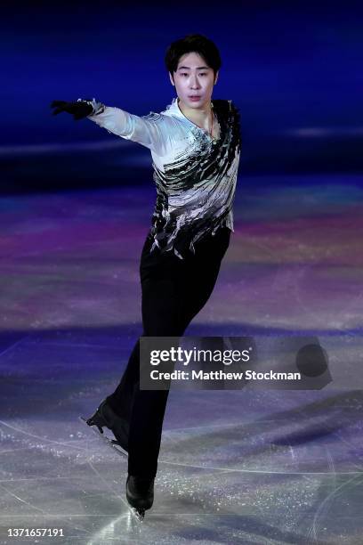 Boyang Jin of Team China skates during the Figure Skating Gala Exhibition on day sixteen of the Beijing 2022 Winter Olympic Games at Capital Indoor...