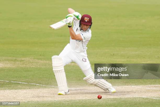 Bryce Street of Queensland bats during day three of the Sheffield Shield match between Victoria and Queensland at CitiPower Centre, on February 20 in...