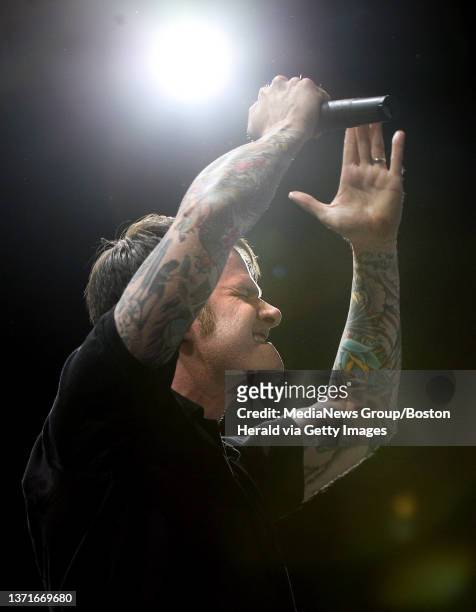 Mansfield, MA) Dropkick Murphys' lead singer Al Barr in concert at the Comcast Center in Mansfield.. Staff Photo by Nancy Lane