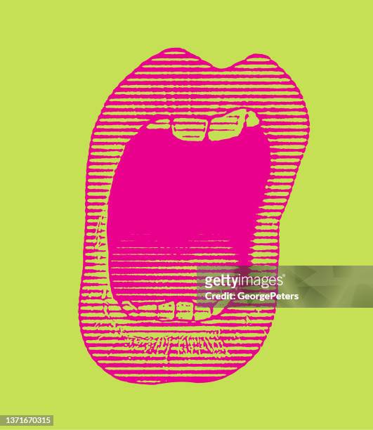 ilustraciones, imágenes clip art, dibujos animados e iconos de stock de primer plano de la boca de la mujer cantando - meme