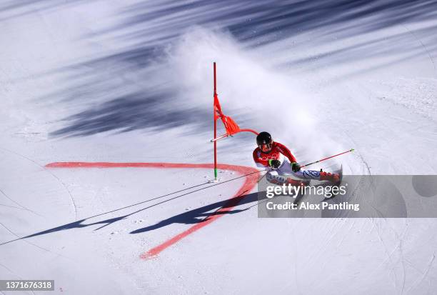 Rebeka Jancova of Team Slovaki skis during the Mixed Team Parallel heats on day 16 of the Beijing 2022 Winter Olympic Games at National Alpine Ski...