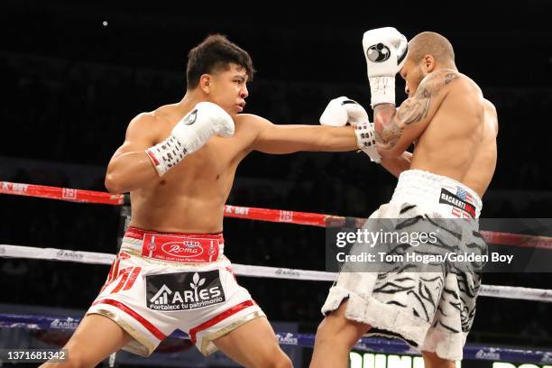 Jaime Munguia against D'Mitrius Ballard at their WBO Intercontinental Middleweight title at Plaza Monumental February 19, 2022 in Tijuana, Baja...