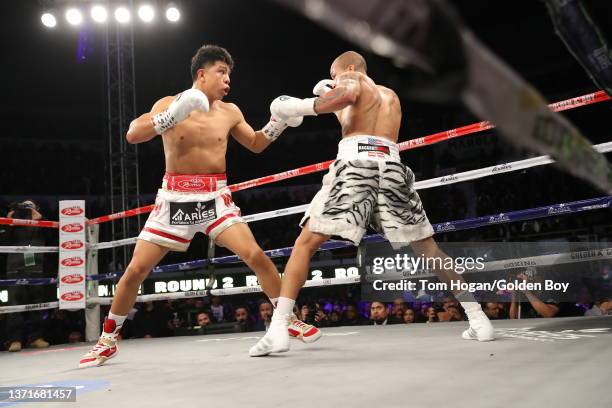 Jaime Munguia against D'Mitrius Ballard at their WBO Intercontinental Middleweight title at Plaza Monumental February 19, 2022 in Tijuana, Baja...