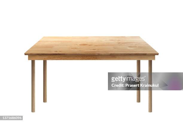 long wood table top isolated on white with clipping path - table stock pictures, royalty-free photos & images
