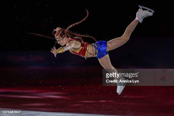 Alexandra Trusova of Team ROC skates during the Figure Skating Gala Exhibition on day sixteen of the Beijing 2022 Winter Olympic Games at Capital...