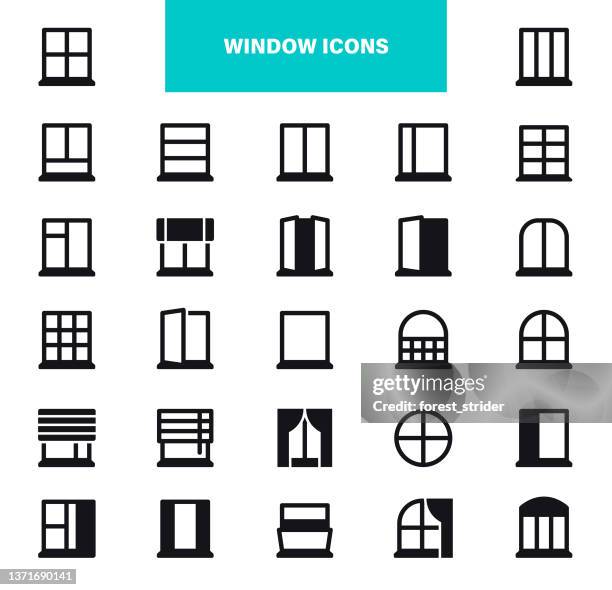 stockillustraties, clipart, cartoons en iconen met windows black icons - etalage