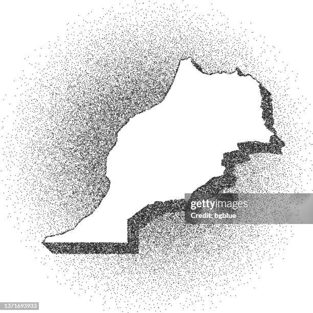 stippled morocco map - stippling art - dotwork - dotted style - country map dots stock illustrations