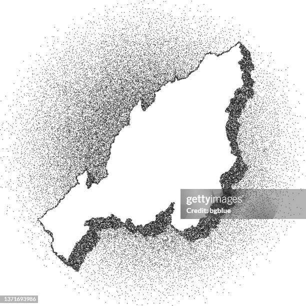 stippled nagaland map - stippling art - dotwork - dotted style - nagaland stock illustrations