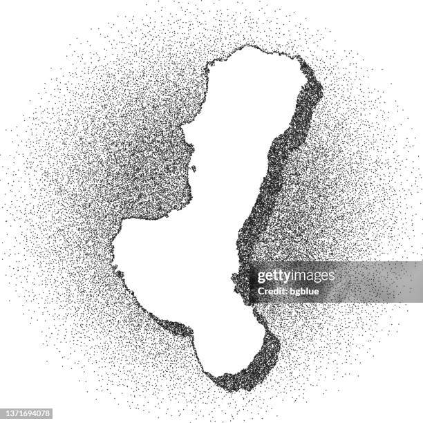 stippled negros map - stippling art - dotwork - dotted style - negros occidental stock illustrations