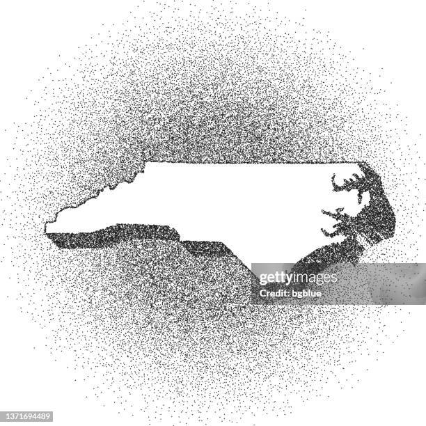 stippled north carolina karte - stippling art - dotwork - dotted style - charlotte stock-grafiken, -clipart, -cartoons und -symbole