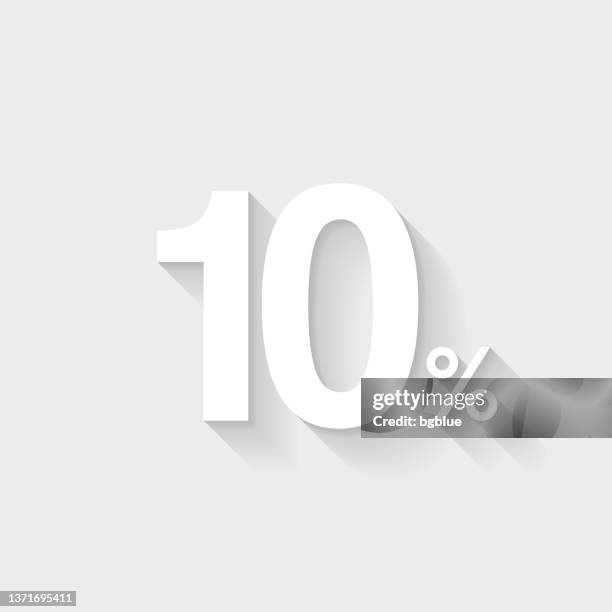 stockillustraties, clipart, cartoons en iconen met 10% - ten percent. icon with long shadow on blank background - flat design - long term investment