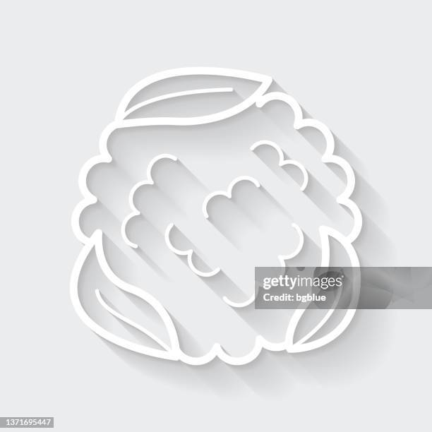 cauliflower. icon with long shadow on blank background - flat design - cabbage isolated stock illustrations
