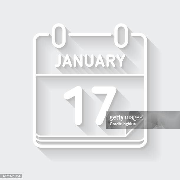 january 17. icon with long shadow on blank background - flat design - jan 17 stock illustrations