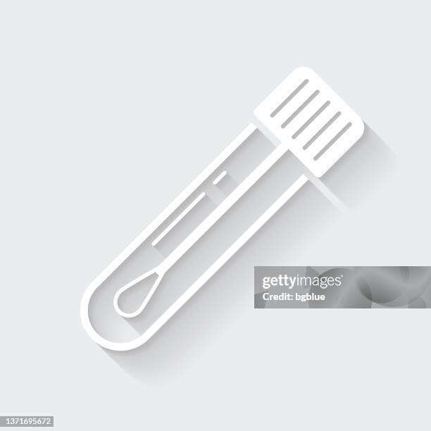 stockillustraties, clipart, cartoons en iconen met test tube with cotton swab. icon with long shadow on blank background - flat design - gene wang