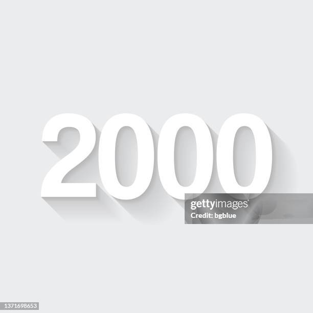2000 - two thousand. icon with long shadow on blank background - flat design - 2000 stock illustrations