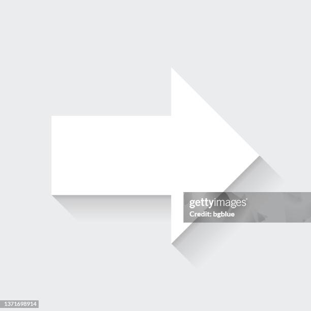 right arrow. icon with long shadow on blank background - flat design - three dimensional arrow stock illustrations