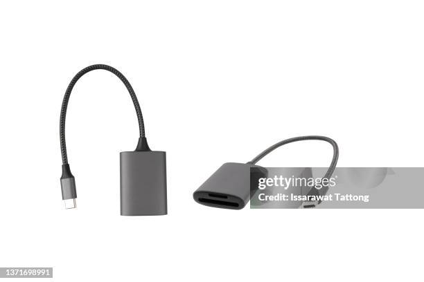 card reader type c isolated on white background - usb cable stock pictures, royalty-free photos & images