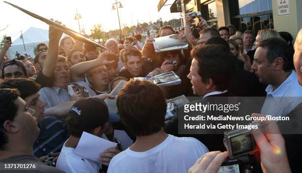 Mark Wahlberg signs autographs as he arrives at the Alma Nove for the premier party for ""The Other Guys"", Tuesday, August 03 Hingham, MA.