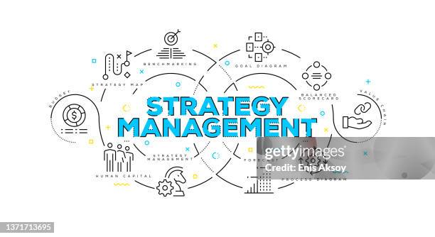 flat line illustration concept of strategy management - life events icon stock illustrations