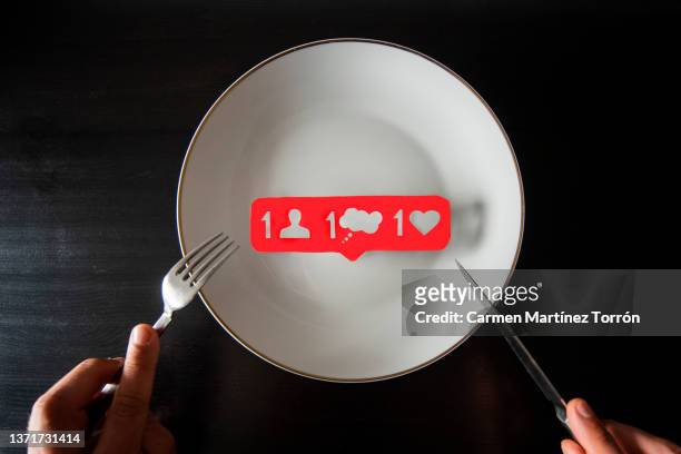 eating social networks for breakfast. - anticipation icon stock pictures, royalty-free photos & images