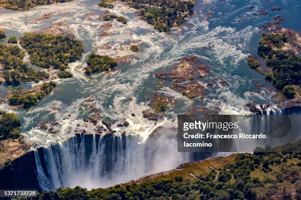 victoria falls, aerial view, zimbabwe, africa - victoria falls foto e immagini stock