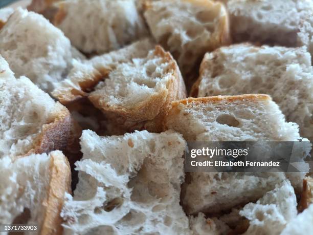 full frame of rustic bread slices - pan rallado fotografías e imágenes de stock