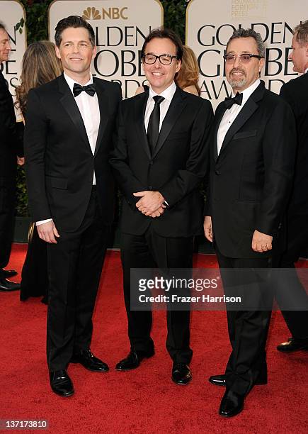Producers Brunson Green, Chris Columbus, and Michael Barnathan arrive at the 69th Annual Golden Globe Awards held at the Beverly Hilton Hotel on...