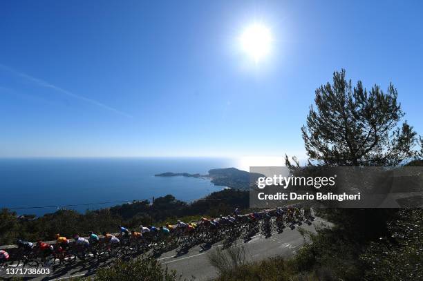 General view of the Peloton passing through the seaside during the 54th Tour Des Alpes Maritimes Et Du Var - Stage 3 a 112,6km stage from...