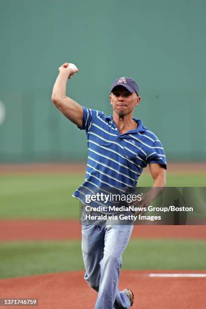 Kenny Chesney throws out the first pitch as the Red Sox take on the Yankees at Fenway Park. Friday, July 25, 2008.