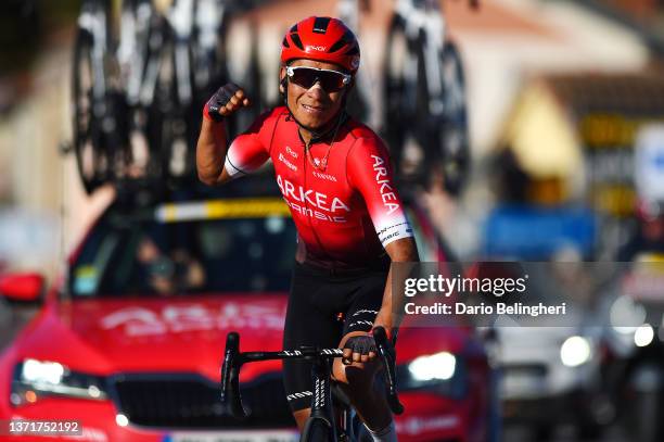 Nairo Alexander Quintana Rojas of Colombia and Team Arkéa - Samsic celebrates at finish line as stage winner during the 54th Tour Des Alpes Maritimes...