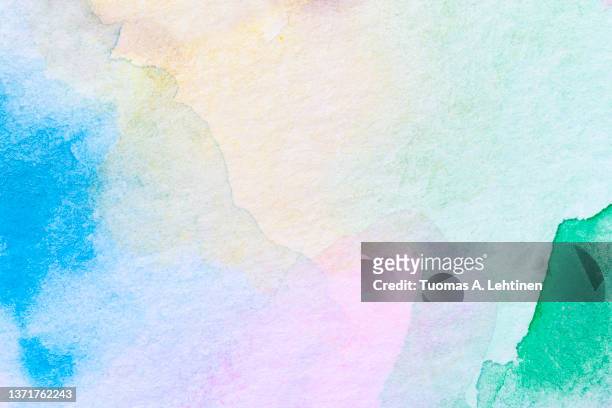 macro close-up of an abstract colorful watercolor gradient fill background with watercolour stains. - pastel background stock pictures, royalty-free photos & images