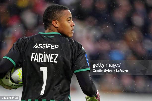 Wuilker Farinez, goalkeeper of RC Lens, during the Ligue 1 Uber Eats match between Lens and Lyon at Stade Bollaert-Delelis on February 19, 2022 in...