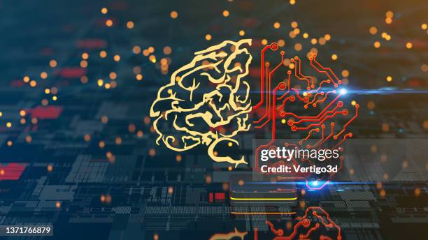 artificial intelligence digital concept with abstract brains - machine learning stock pictures, royalty-free photos & images