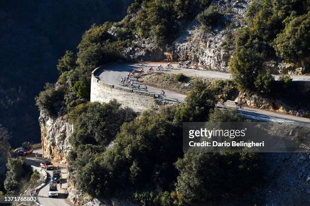 General view of the Peloton passing through the Col Saint-Roch during the 54th Tour Des Alpes Maritimes Et Du Var - Stage 3 a 112,6km stage from...