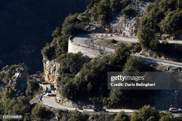 General view of the Peloton passing through the Col Saint-Roch during the 54th Tour Des Alpes Maritimes Et Du Var - Stage 3 a 112,6km stage from...