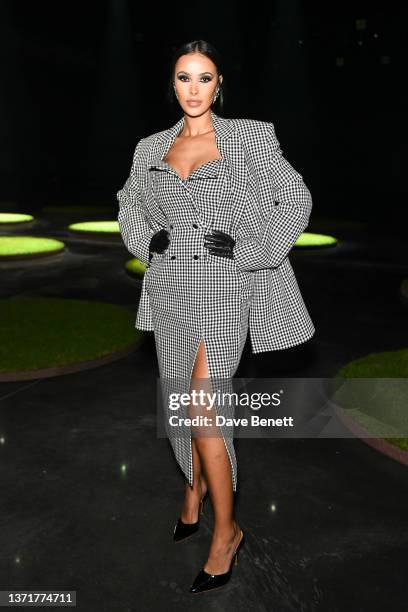 Maya Jama attends the David Koma AW22 show during London Fashion Week February 2022 at Magazine London on February 20, 2022 in London, England.