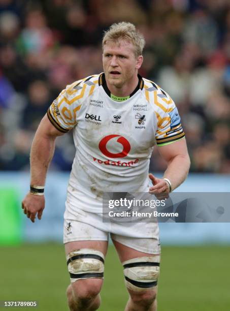 Ben Morris of Wasps during the Gallagher Premiership Rugby match between Harlequins and Wasps at Twickenham Stoop on February 19, 2022 in London,...