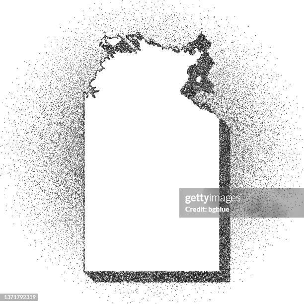 stippled northern territory map - stippling art - dotwork - dotted style - darwin stock illustrations