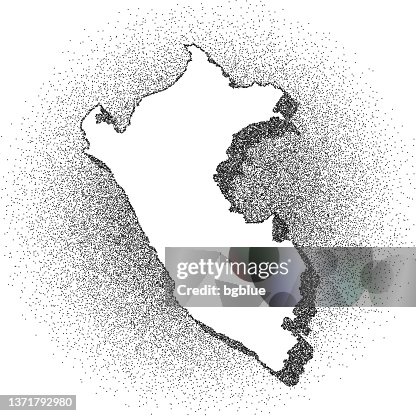 Stippled Peru map - Stippling Art - Dotwork - Dotted style Stippled Peru map - Stippling Art - Dotwork - Dotted style