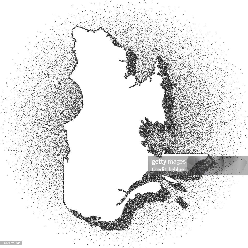 Stippled Quebec map - Stippling Art - Dotwork - Dotted style