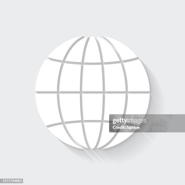 stockillustraties, clipart, cartoons en iconen met globe. icon with long shadow on blank background - flat design - equator line