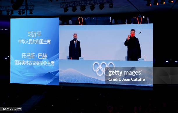 President Thomas Bach and President of China Xi Jinping open the Beijing 2022 Winter Olympics Closing Ceremony on Day 16 of the Beijing 2022 Winter...