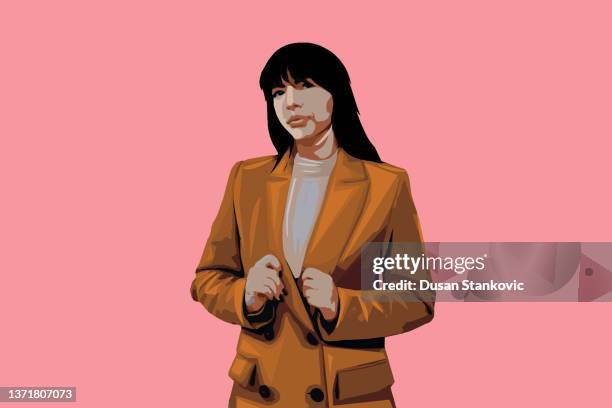 beautiful businesswoman in a suit - chief executive officer stock illustrations