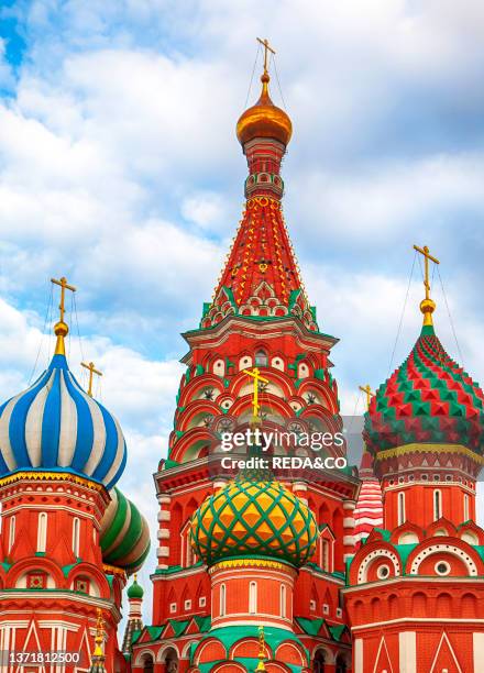 Saint Basil's Cathedral on Red Square at summer day, (Pokrovsky Cathedral, Moscow, Russia, Europe.