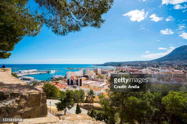 Seaside resort along the Mediterranean Sea, Alicante Province. Overview of the town from the castle.